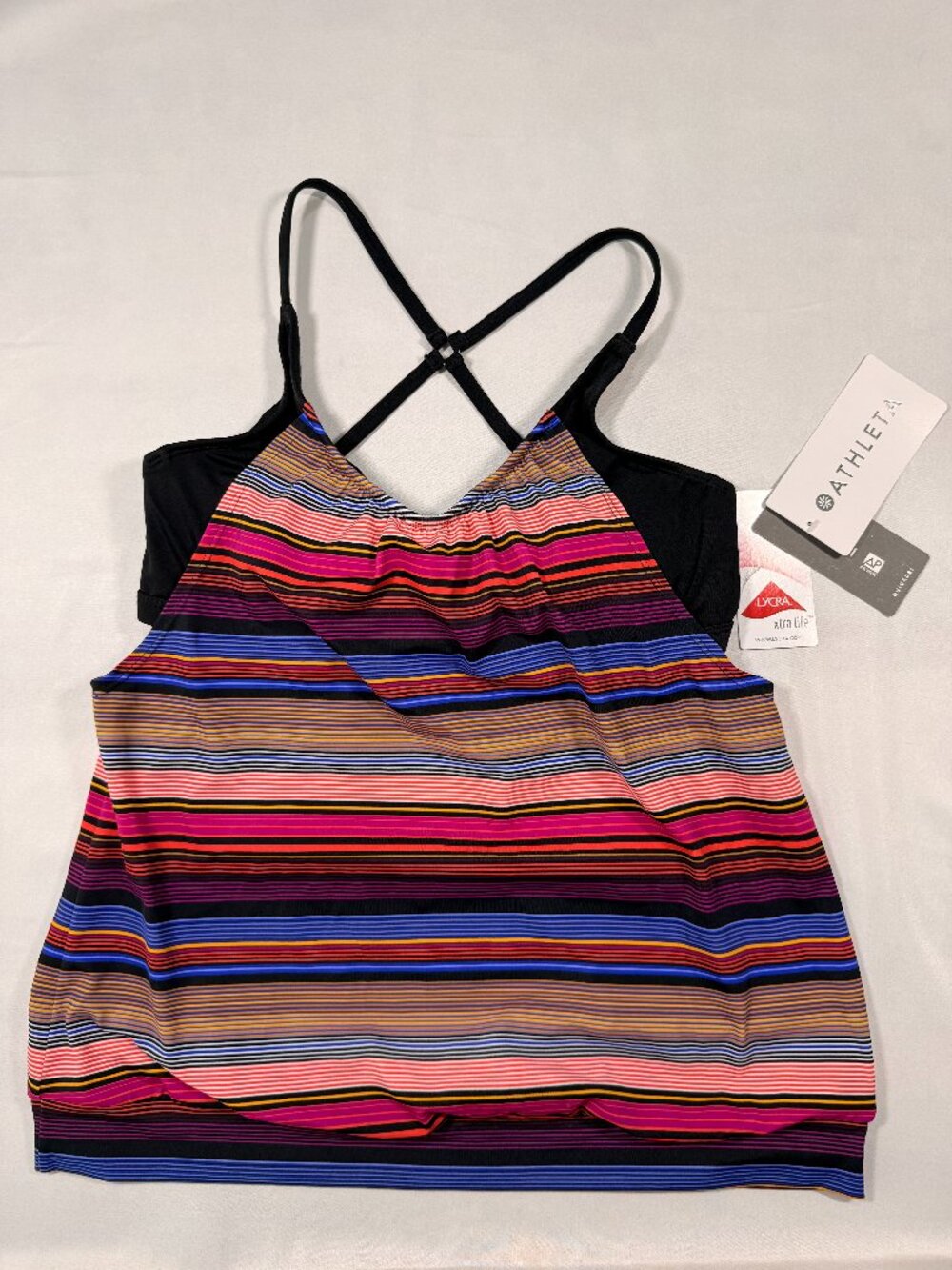 NWT Athleta Striped Tankini Swim Top 36 B/C